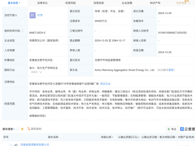 安徽皖能新設(shè)智慧能源公司，注冊(cè)資本達(dá)2億，業(yè)務(wù)布局多元